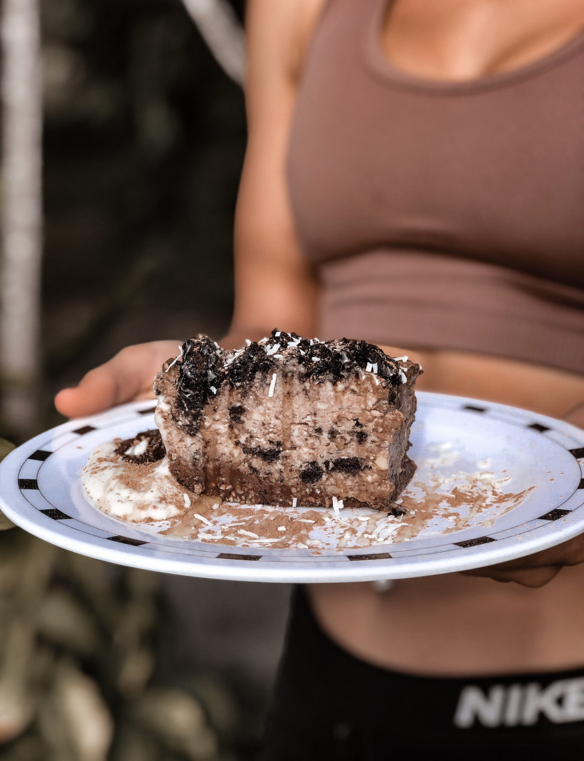 Triple Protein Vegan Oreo Cheesecake